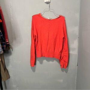 Maeve Bright Coral Crew Neck Hooded Sweater